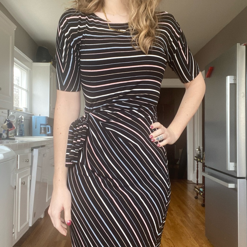 Ann Taylor striped wrap-style dress